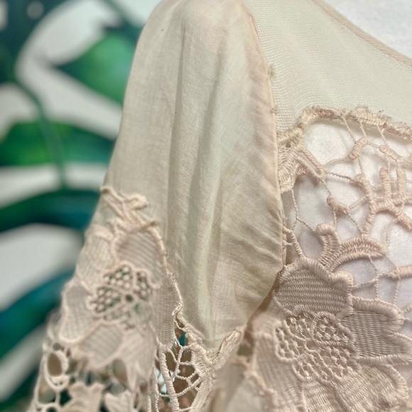 🍑☺️Anthropologie Holding Horses Soft Peach Mesh Detail Babydoll Dress🧡💌 - Picture 12 of 13